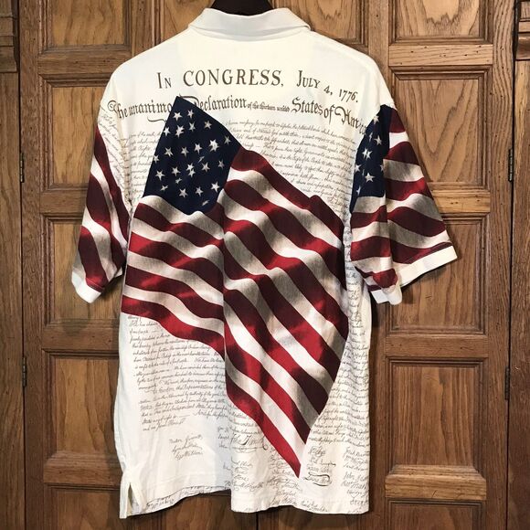 Cotton Traders Sport Patriotic Polo Mens XXL Congress Declaration USA Flag Shirt - Picture 5 of 10